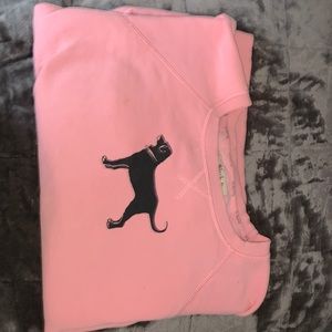 Pink black dog crew neck sweatshirt